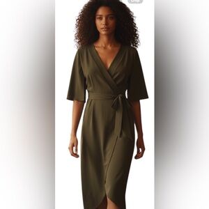 ASOS Olive Green Wrap Midi Dress